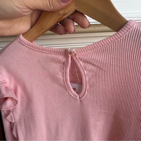 Little Me 4T Pink Ribbed Long Sleeve Ruffle Hem Shirt - Picture 5 of 6